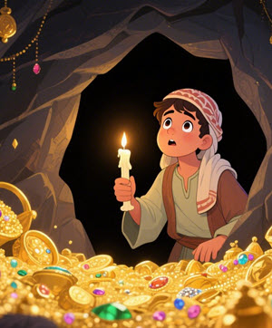 Alibaba and the Forty Thieves story in Spanish-English